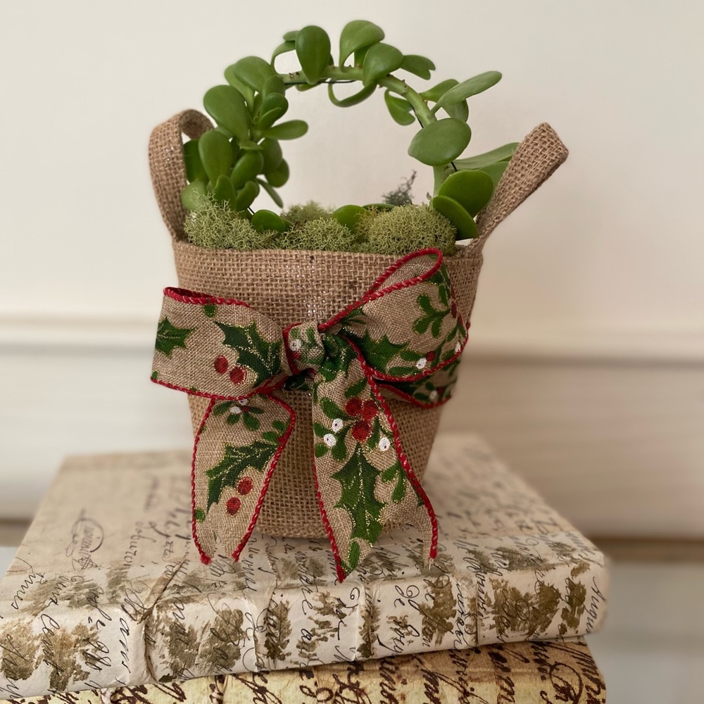 Burlap gift basket/bag set of 2 (size small). Sturdy, lined and eco-friendly